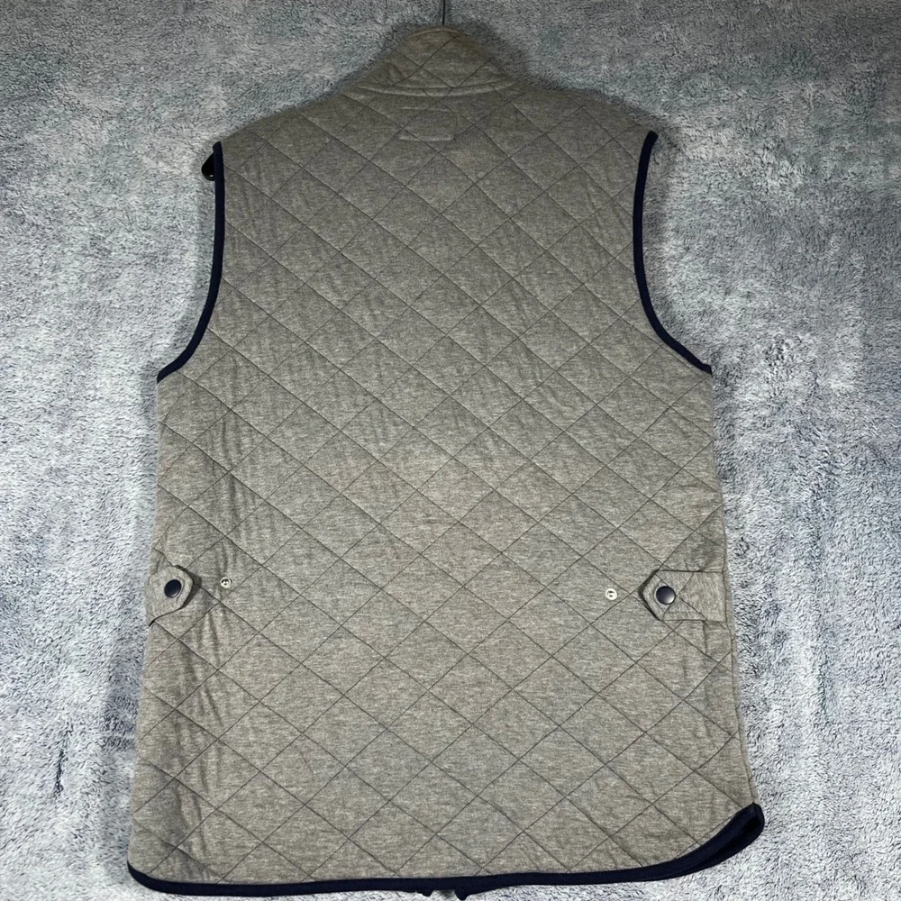Jos A Bank‎ 1905 Mens Quilted Vest Heather Grey Navy Trim Tailored Fit Small